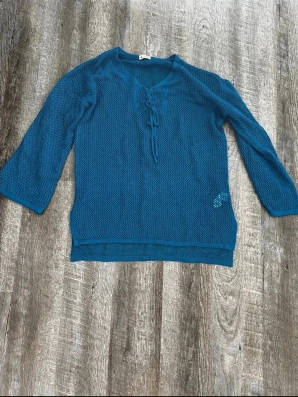Teal Lace-Up Knit Women's swim coverup